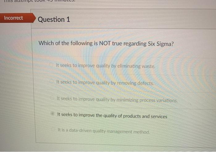 Solved Incorrect Question 1 Which of the following is NOT | Chegg.com