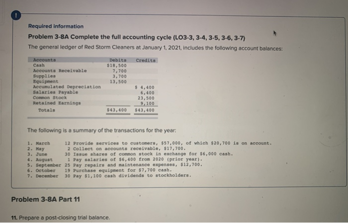 Solved Required information Problem 3-8A Complete the full | Chegg.com