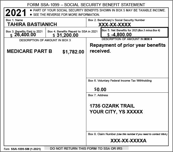 Solved Form Ssa 1099 Social Security Benefit Statement 6961