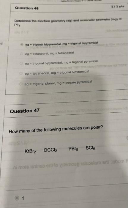 Solved Determine the electron geometry (eg) and molecular | Chegg.com