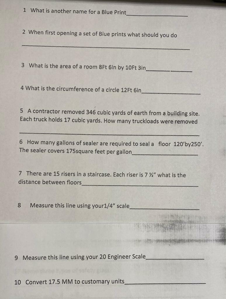 Solved 1 What is another name for a Blue Print 2 When first