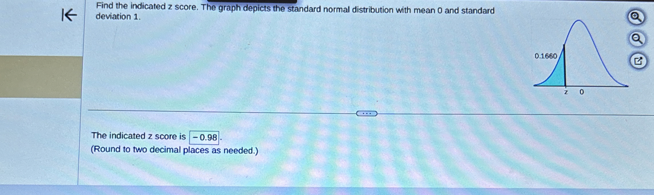 Find The Indicated Z Score The Graph Depicts The Chegg Com