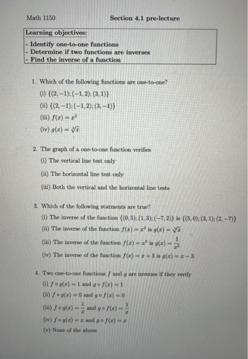 Solved Math 1150 Section 4.1 pre-lecture Learning | Chegg.com