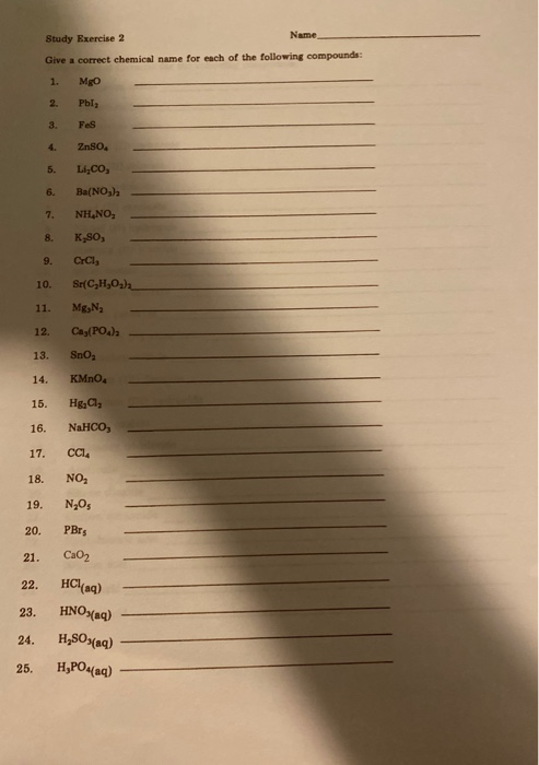 Solved 1. Write the name for each of the following ionic | Chegg.com