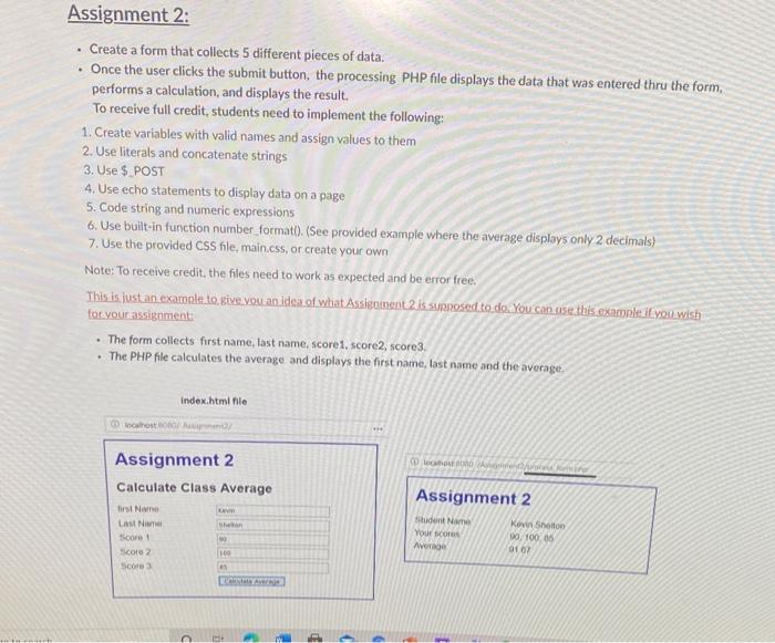 Solved Assignment 2: Create a form that collects 5 different | Chegg.com