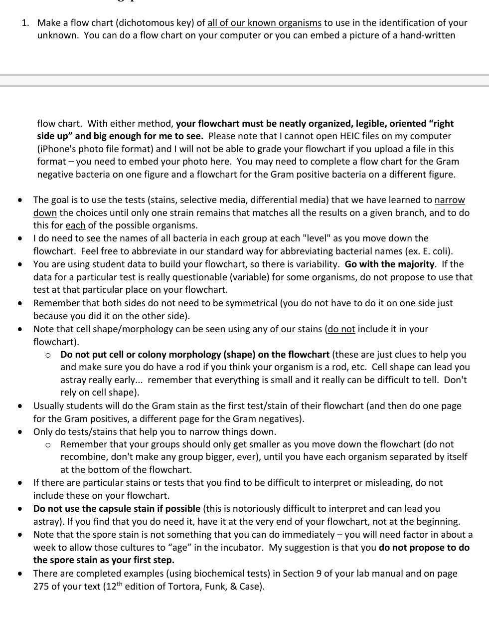 Make a flow chart (dichotomous key) out of the Gram | Chegg.com