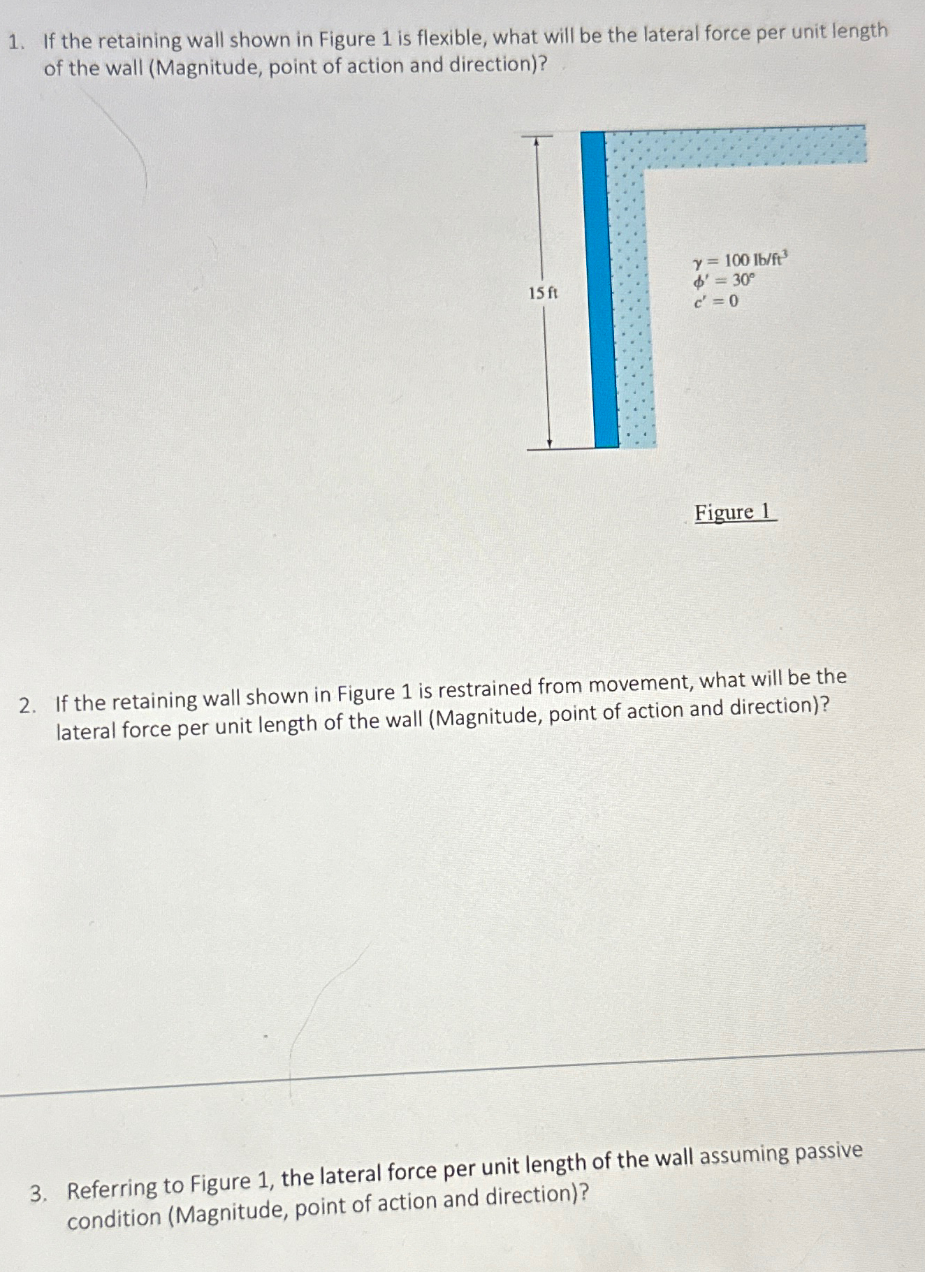 Solved If the retaining wall shown in Figure 1 ﻿is flexible, | Chegg.com
