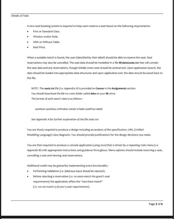 Solved Coursework Title: Seat Booking System Module Name: | Chegg.com