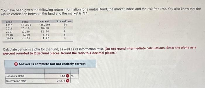 Solved You have been given the following return information | Chegg.com