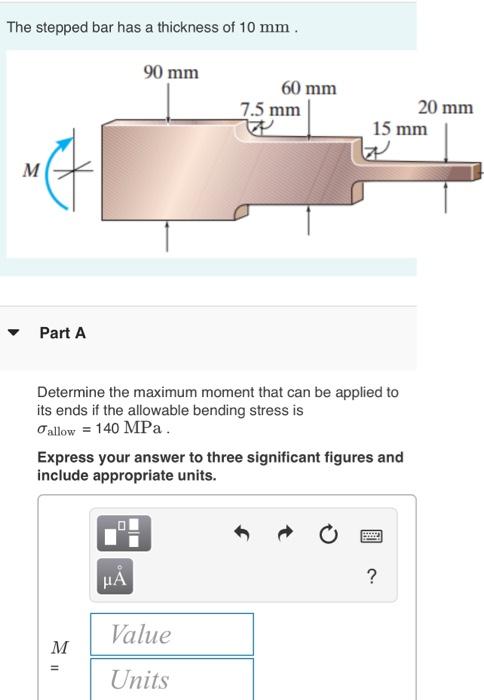 Solved The Stepped Bar Has A Thickness Of 10 Mm. Part A | Chegg.com