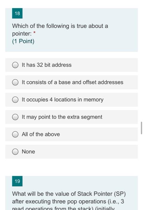 Solved 18 8 Which of the following is true about a pointer: | Chegg.com