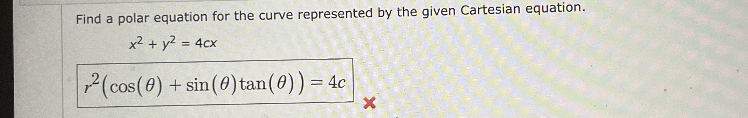 Solved Find a polar equation for the curve represented by | Chegg.com
