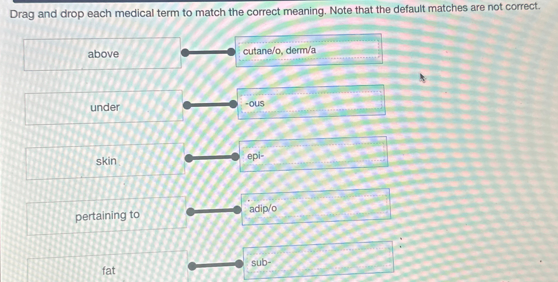 Solved Drag and drop each medical term to match the correct | Chegg.com