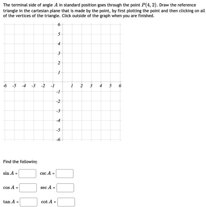 Solved The terminal side of angle A in standard position | Chegg.com