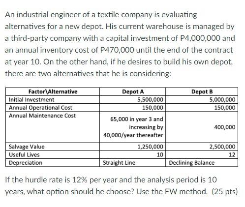 An industrial engineer of a textile company is | Chegg.com