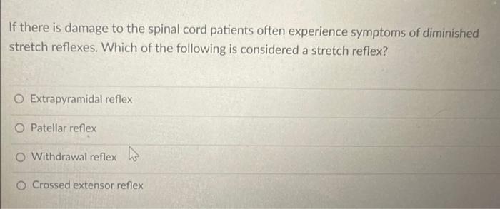 Solved If there is damage to the spinal cord patients often | Chegg.com