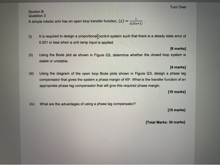 Turn Over Section B Question 3 A simple robotic arm | Chegg.com