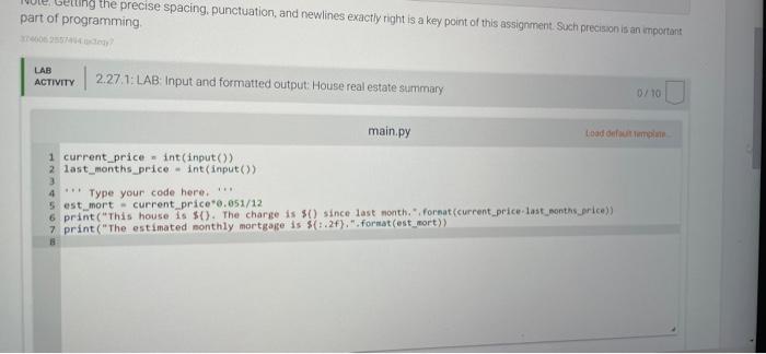 Solved Genuing the precise spacing, punctuation, and | Chegg.com
