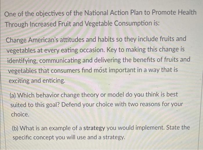 Solved One Of The Objectives Of The National Action Plan To 