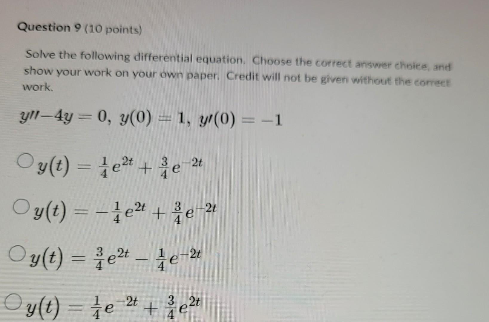 Solved Solve The Following Differential Equation. Choose The | Chegg.com