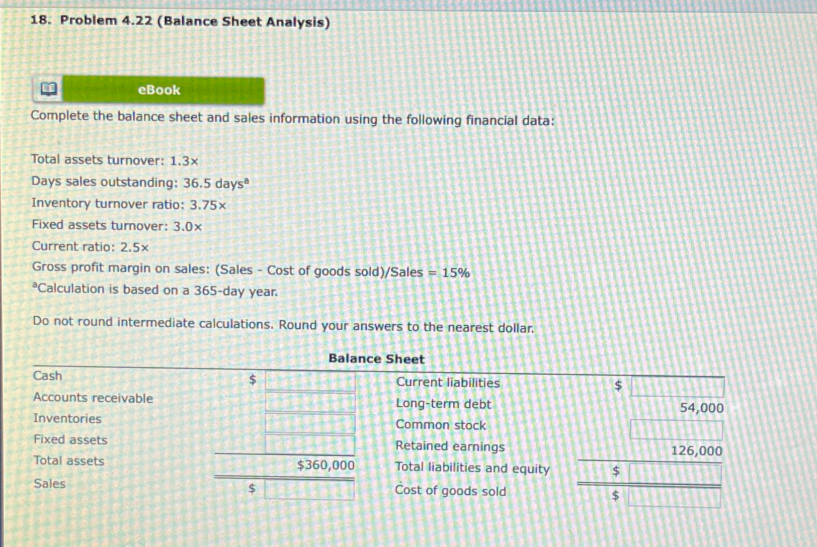 Solved Problem 4.22 (Balance Sheet Analysis)eBookComplete | Chegg.com