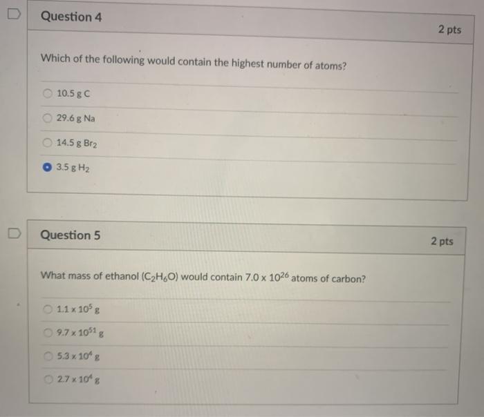 Solved Question 4 2 pts Which of the following would contain | Chegg.com