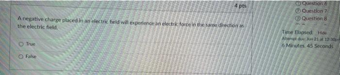Solved 4 pts Question 6 Question 7 Question 8 A negative | Chegg.com