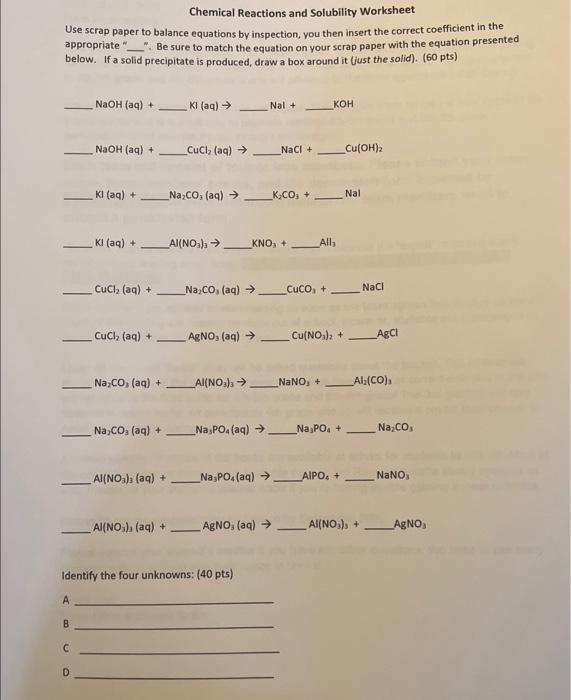 Solved Use scrap paper to balance equations by inspection, | Chegg.com