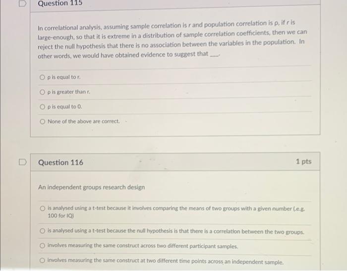 Solved D Question 115 In correlational analysis, assuming | Chegg.com