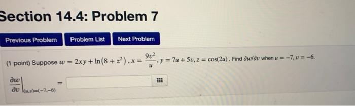 Solved Section 14.4: Problem 7 Previous Problem Problem List | Chegg.com