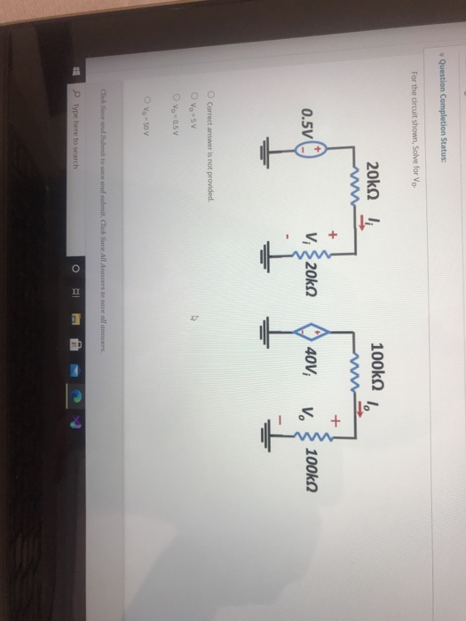 Solved Question Completion Status: For the circuit shown, | Chegg.com