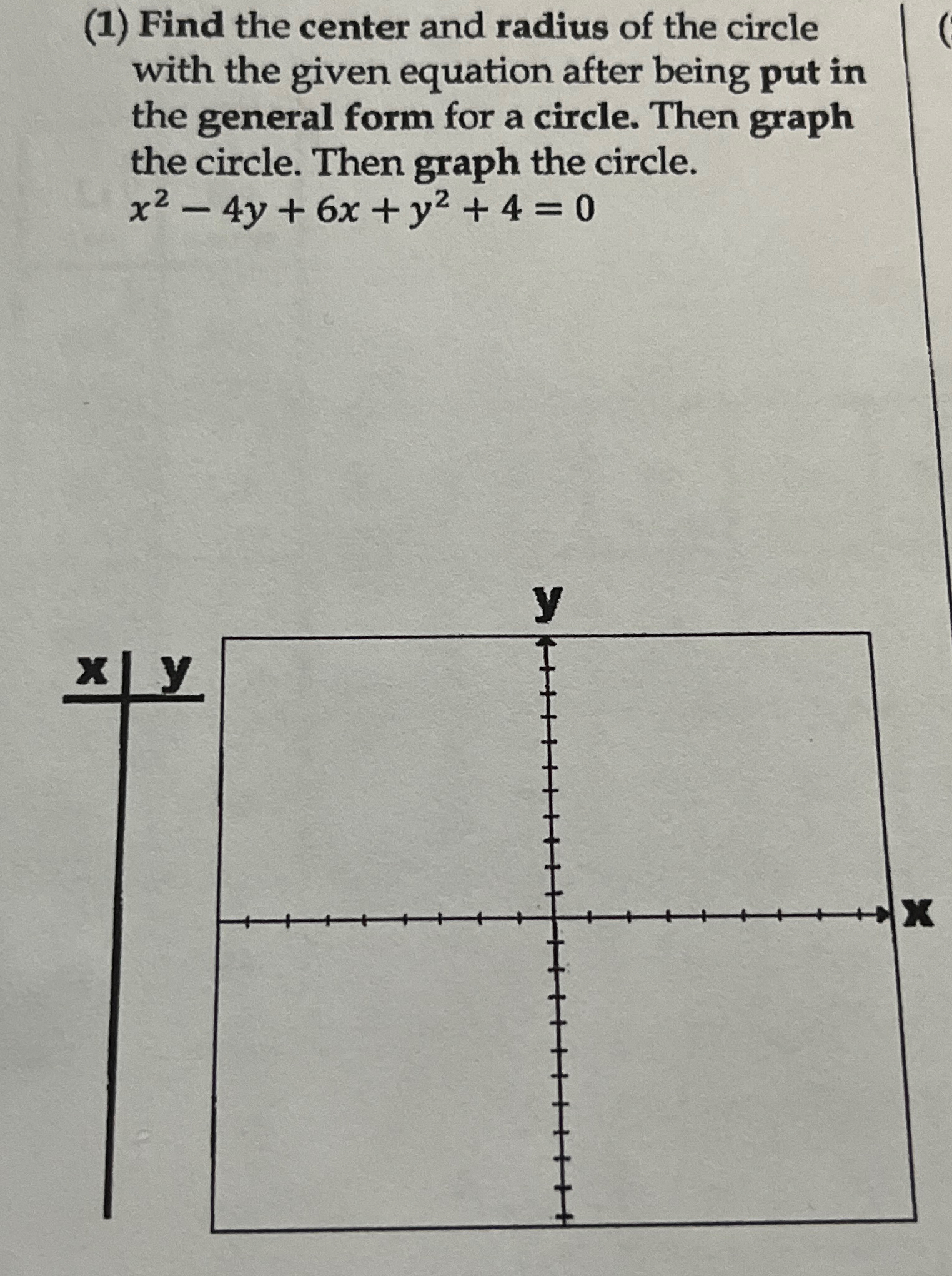 Solved (1) ﻿Find the center and radius of the circle with | Chegg.com