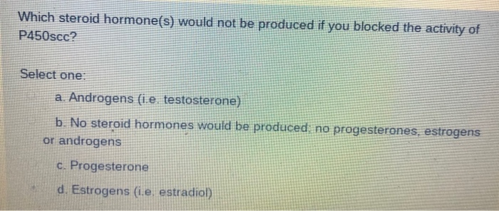 Which Of The Following Is Not A Steroid-based Hormone Solved Which steroid hormone(s) would not be produced if you | Chegg.com
