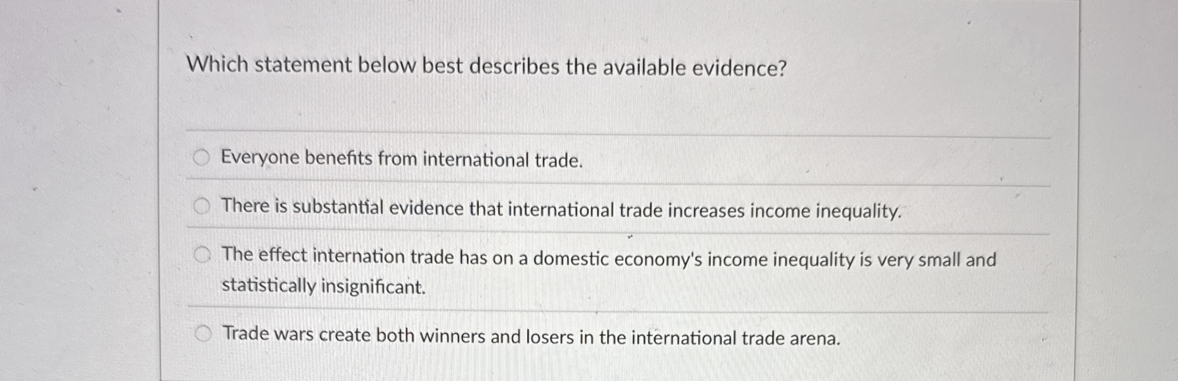 Solved Which statement below best describes the available | Chegg.com