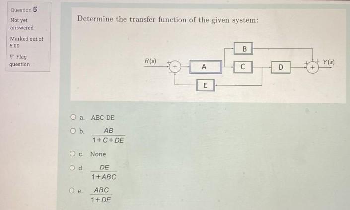 Solved Question 5 Not yet Determine the transfer function of | Chegg.com