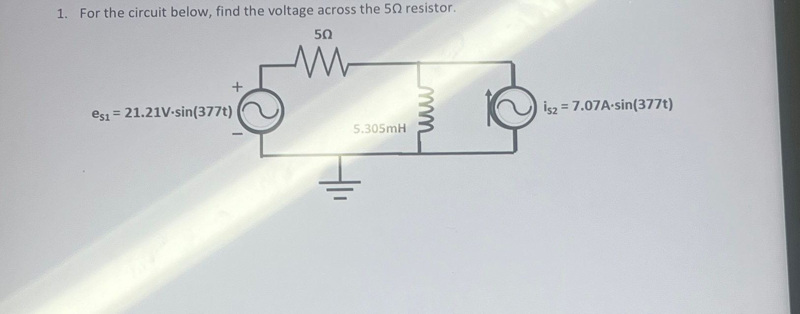 Solved For the circuit below, find the voltage across the 5Ω | Chegg.com