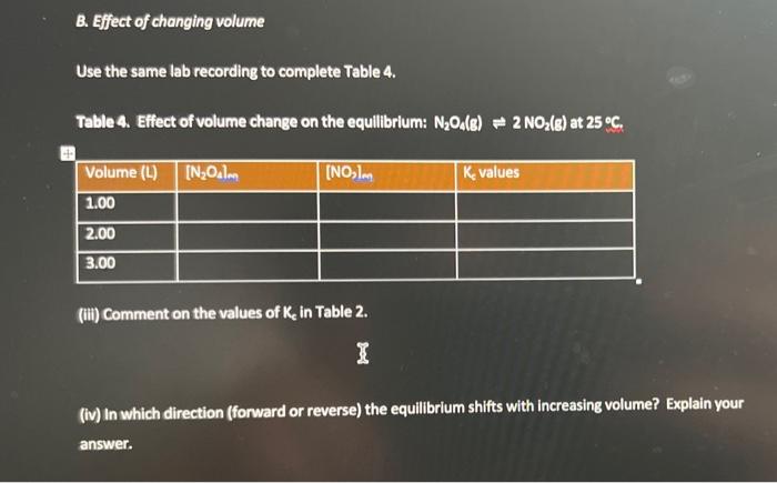 Solved Table 2. Equilibrium Data for equilibrium reaction: | Chegg.com