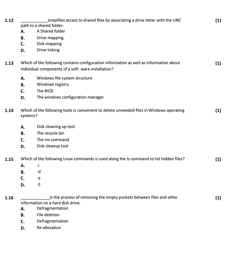 Solved SECTION A: MULTIPLE CHOICE QUESTIONS [30 MARKS] | Chegg.com