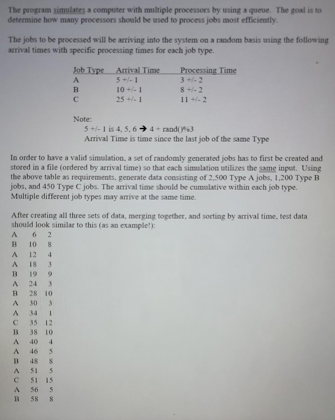 Solved The program simulates a computer with multiple | Chegg.com