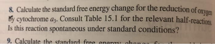 Solved 8. Calculate the standard free energy change for the | Chegg.com