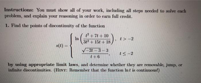 Solved Instructions: You must show all of your work, | Chegg.com