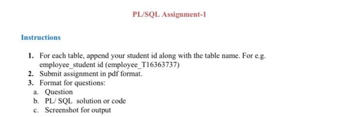 pl sql assignment questions