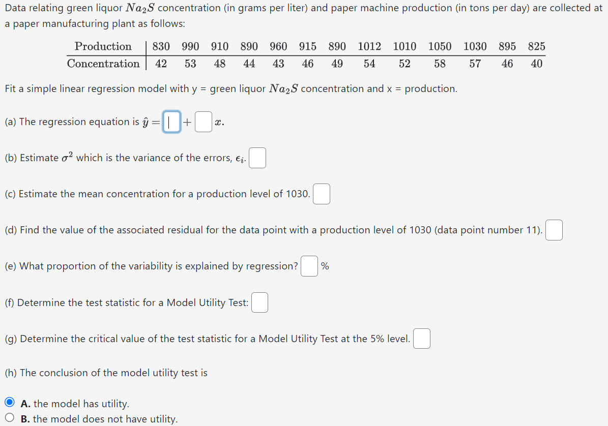 Model Utility Test Solved Please see the attached image. Data relating green | Chegg.com
