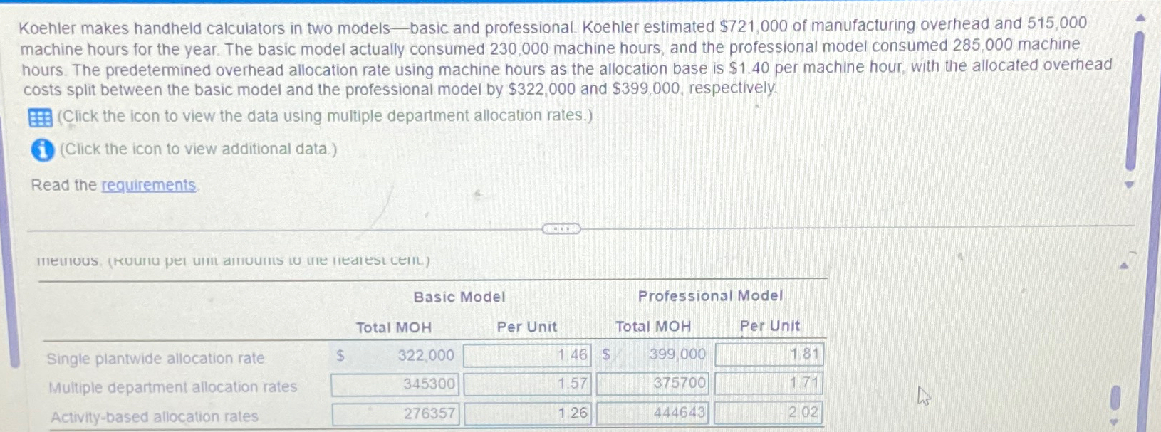 Koehler makes handheld calculators in two models - | Chegg.com