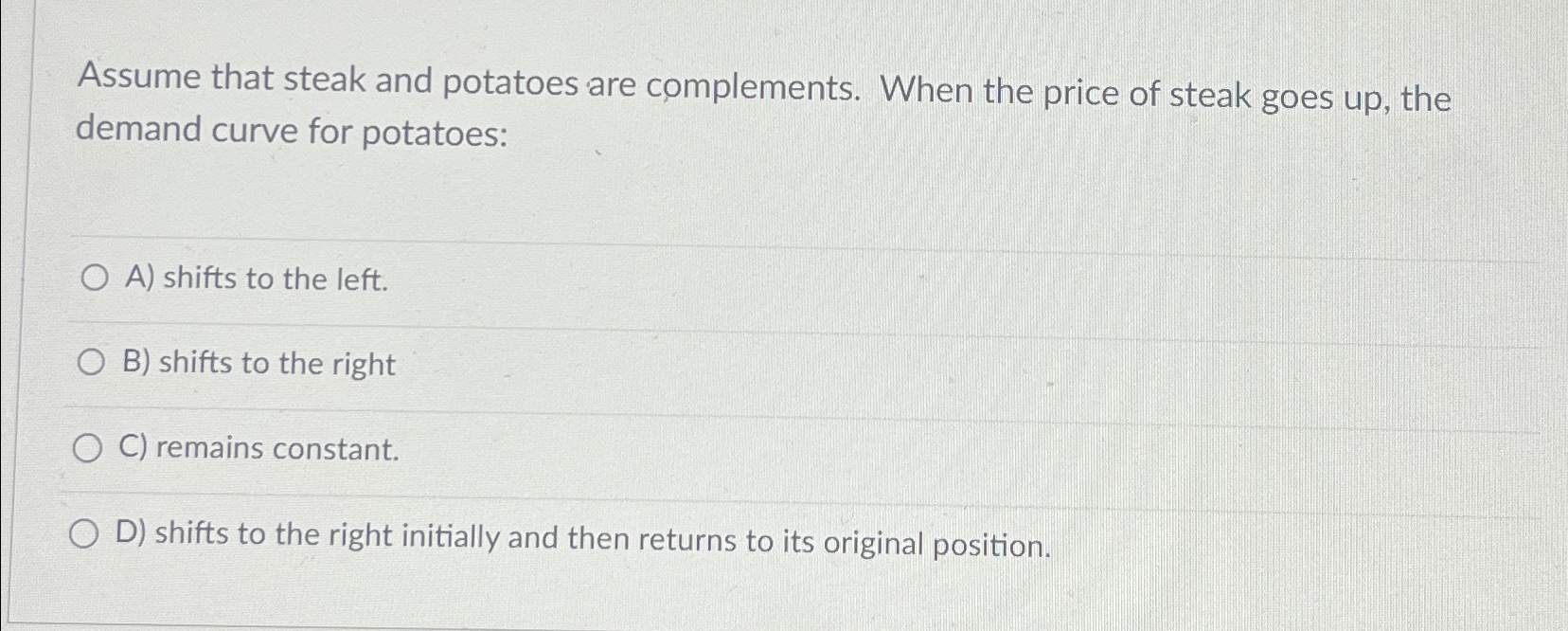 Solved Assume that steak and potatoes are complements. When