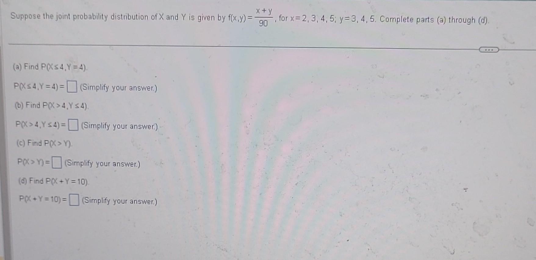 Solved Suppose The Joint Probability Distribution Of X And Y | Chegg.com