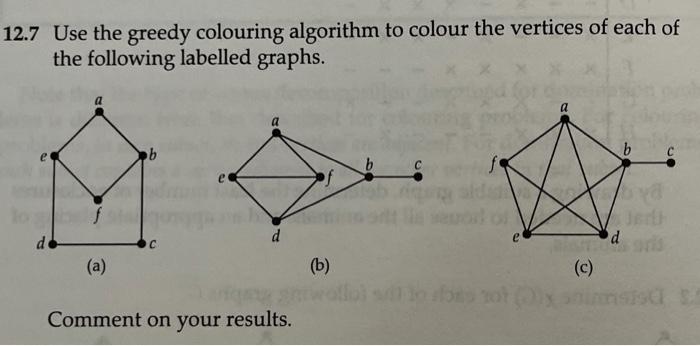 Solved 12.7 Use the greedy colouring algorithm to colour the | Chegg.com