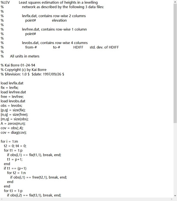 %LEV Least squares estimation of heights in a | Chegg.com