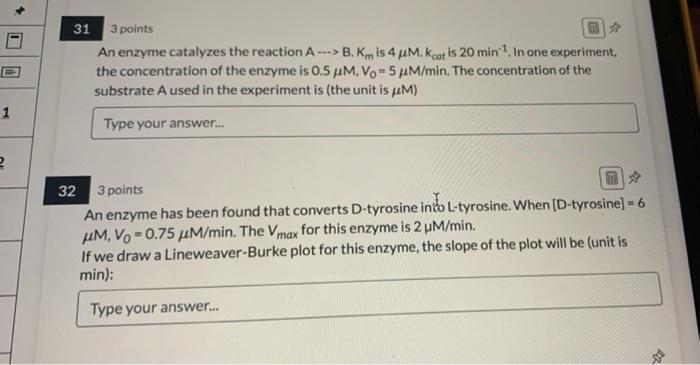 Solved 31 3 points An enzyme catalyzes the reaction A---> | Chegg.com
