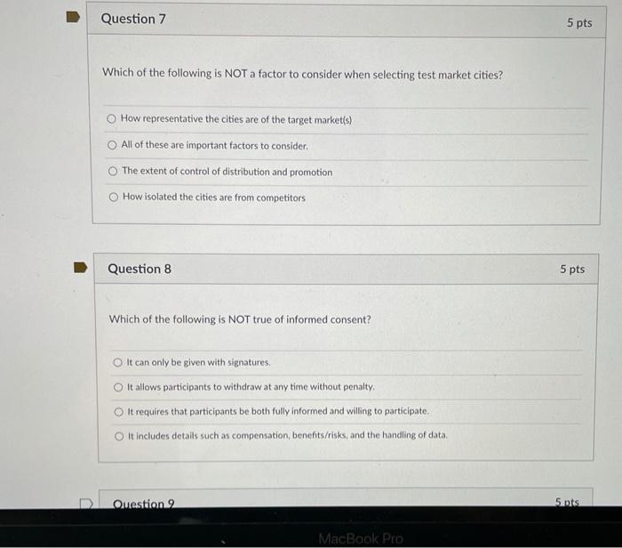 Question 7 5 pts Which of the following is NOT a | Chegg.com